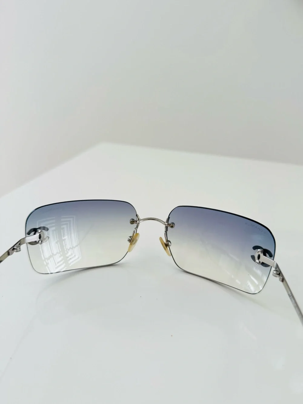 Extremely RARE 🦋 Authentic Chanel light blue rimless CC sunglasses✨